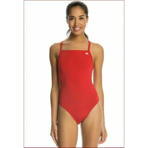 NWT ADIDAS Performance Swim Racer Back Bathing Suit Red Sz 22 XS $70 - Picture 1 of 4